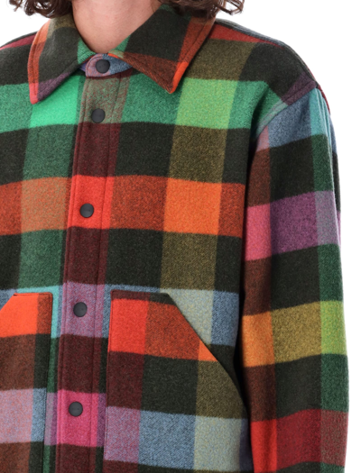 Shop Msgm Check Jacket In Multicolor