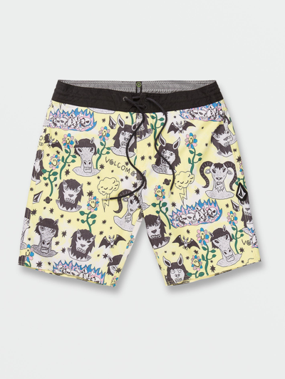 Shop Volcom Surf Vitals Ozzy Stoney Trunks - Glimmer Yellow In Multi