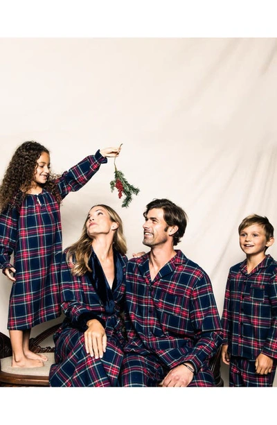 Petite Plume Kids' Windsor Tartan Plaid Two-piece Pajamas In Navy