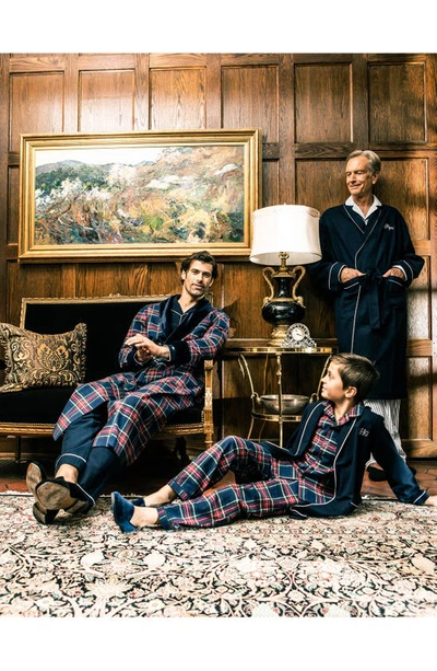 Petite Plume Kids' Windsor Tartan Plaid Two-piece Pajamas In Navy