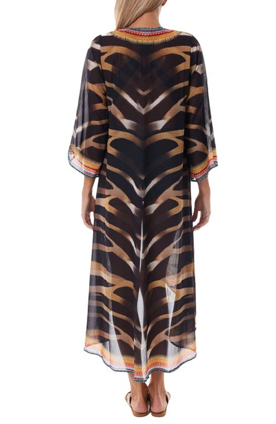 Ranee's Stripe Chiffon Cover-up Duster In Black