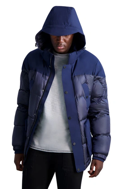 Shop Karl Lagerfeld Quilted Coat In Navy