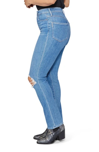 Shop Paige Flaunt Accent Curvy Ripped High Waist Straight Leg Jeans In Heartbreaker Destructed