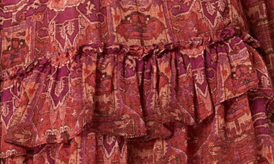 Shop Misa Teya Tapestry Print Long Sleeve Chiffon Minidress In Septima Tapestry Chf