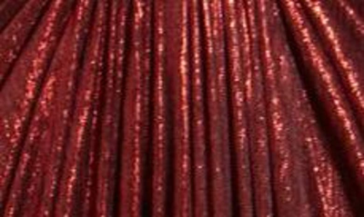Shop Tadashi Shoji Ellery Metallic Draped Long Sleeve Jersey Gown In Lava Red