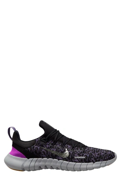 Nike Free Run 5.0 Running Shoe In Black/ Metallic Pewter