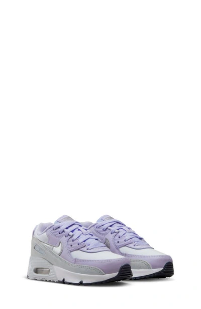 Shop Nike Kids' Air Max 90 Sneaker In White/ Silver/ Violet Frost