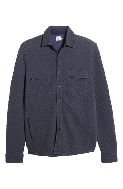 Shop Faherty Epic Cotton Blend Quilted Shirt Jacket In Navy Melange