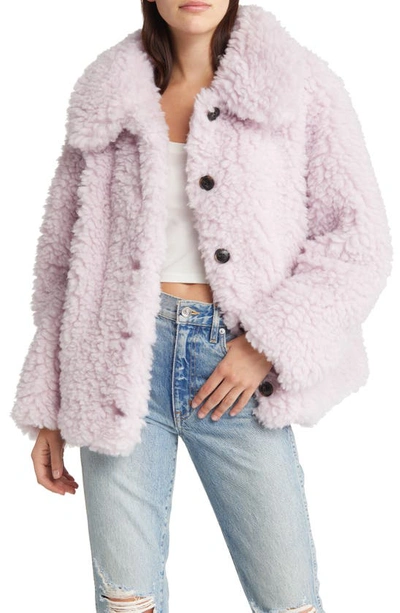 Shop Vero Moda Elvira Faux Shearling Jacket In Lavender Fog