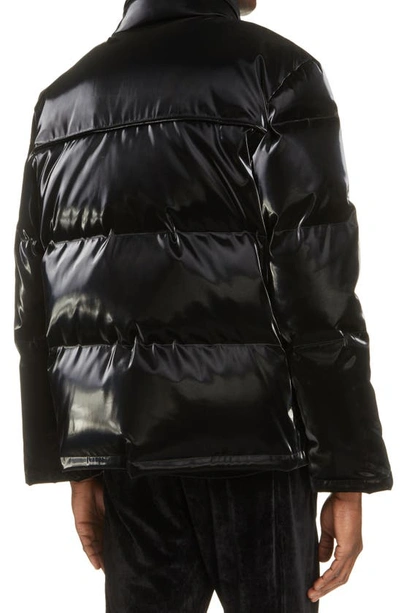 Shop Saint Laurent Latex Effect Quilted Down Jacket In Noir