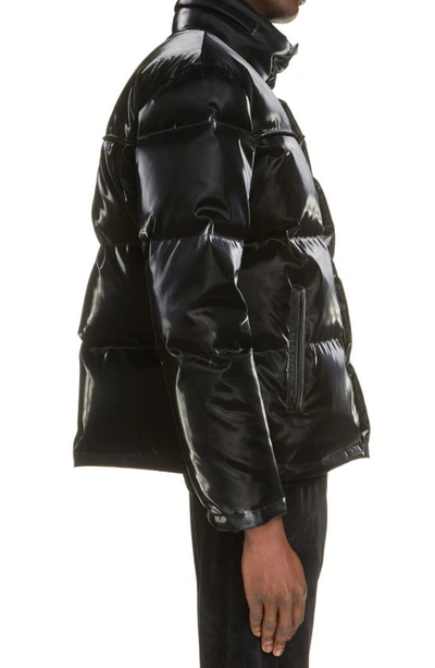 Shop Saint Laurent Latex Effect Quilted Down Jacket In Noir