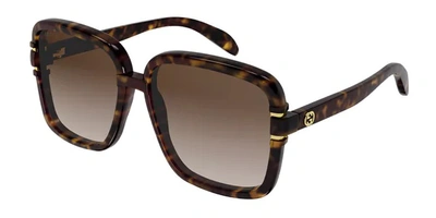 Shop Gucci Gradient Brown Square Ladies Sunglasses Gg1066s 002 59 In Brown / Dark