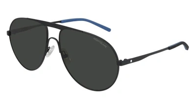 Montblanc Grey Aviator Mens Sunglasses Mb0119s 001 61 In Black / Grey |  ModeSens