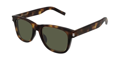 Saint Laurent Green Square Unisex Sunglasses Sl 51 Rim 003 50 In Green