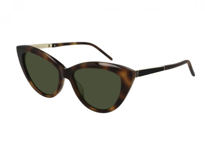 Shop Saint Laurent Green Cat Eye Ladies Sunglasses Sl M81 003 55