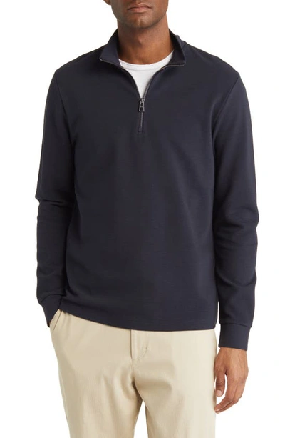 Hugo Boss Sidney Quarter Zip Sweatshirt In Dark Blue | ModeSens