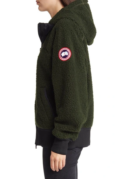 Shop Canada Goose Simcoe Fleece Zip-up Hooded Jacket In Dark Sage-sauge Fronc