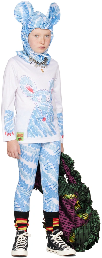 Shop Chopova Lowena Ssense Exclusive Kids White & Blue Fuzzy Mouse Costume In Multi