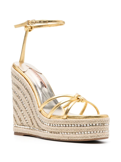 Shop Sophia Webster Alina 150mm Wedge Sandals In Gold