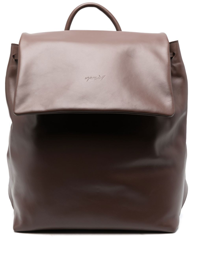 Marsèll Leather Embossed-logo Backpack In Braun