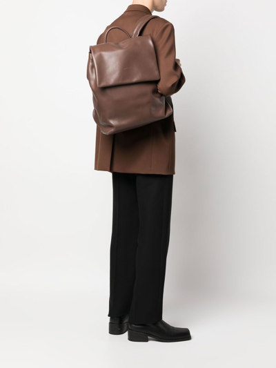 Marsèll Leather Embossed-logo Backpack In Braun