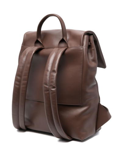 Marsèll Leather Embossed-logo Backpack In Braun