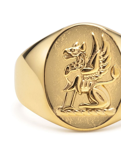 Nialaya Jewelry Lion Crest Signet Ring In Gold