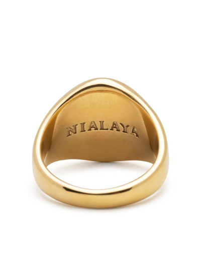 Nialaya Jewelry Lion Crest Signet Ring In Gold