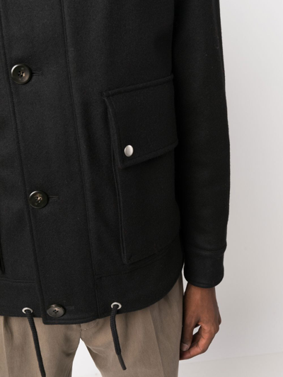 Pt Torino Buttoned Hooded Jacket In Schwarz