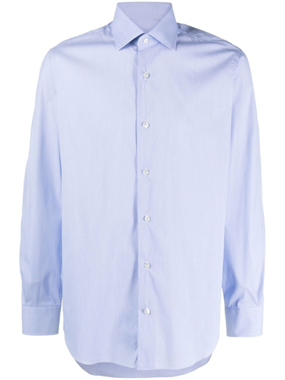 Shop Barba Button-down Long-sleeve Shirt In Blau