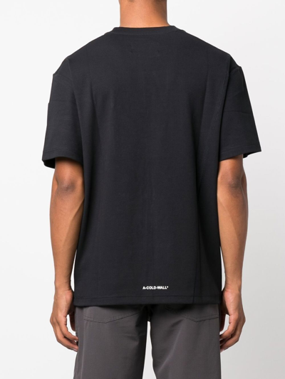 Shop A-cold-wall* Asymmetric-pocket Logo-print T-shirt In Schwarz