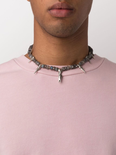 Shop Misbhv Spike-detail Beaded Necklace In Silber