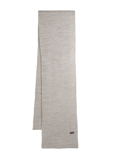 Shop Barbour Ribbed Logo-patch Scarf In Grau