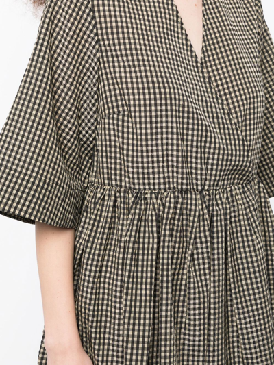 Ganni Gingham-print Seersucker Minidress In 334 Gingham Starfish