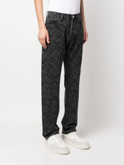 Aries Lilly Abstract-print Straight-leg Jeans In Schwarz