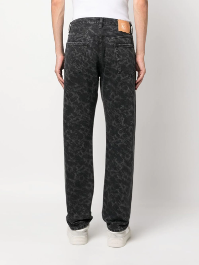 Aries Lilly Abstract-print Straight-leg Jeans In Schwarz