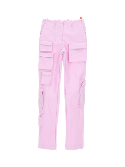 Shop Off-white Trousers In Lilac No Colo