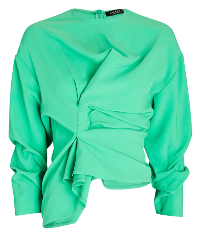 Shop A.w.a.k.e. Gathered Crepe Blouse In Green