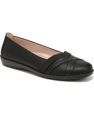 Shop Lifestride Northern Slip-on Flats Women's Shoes In Black Faux Leather/fabric