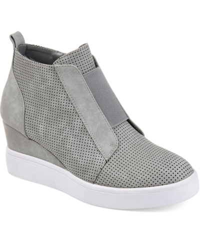 Shop Journee Collection Women's Clara Wedge Sneakers Women's Shoes In Gray