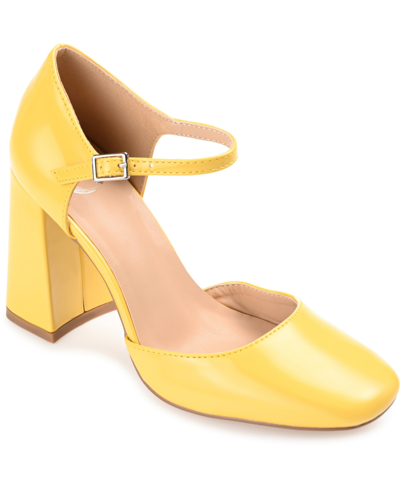 Shop Journee Collection Women's Hesster Block Heel Pumps In Yellow