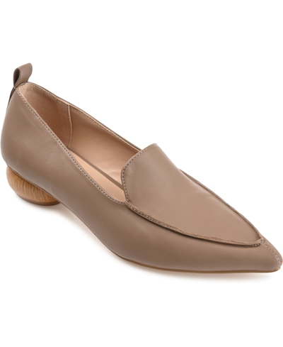 Shop Journee Collection Women's Maggs Pointed Toe Loafers In Taupe