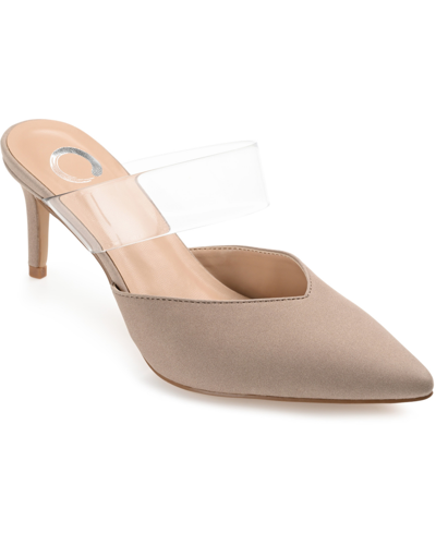 Shop Journee Collection Women's Ollie Lucite Strap Heels In Taupe