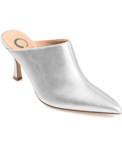 Shop Journee Collection Women's Shiyza Pointed Toe Dress Mules In Silver