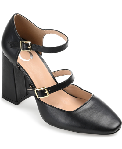 Journee Collection Womens Isadorah Mary Jane Mid Block Heel Square Toe Pumps In Black