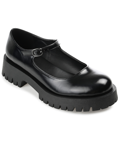Shop Journee Collection Women's Kamie Lug Sole Mary Jane Flats In Black