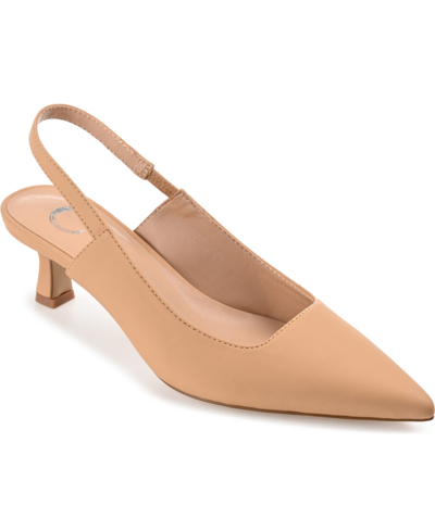 Shop Journee Collection Women's Paulina Kitten Heel Slingback Pumps In Tan