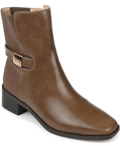 Journee Collection Womens Aubrie Stacked Heel Booties In Taupe