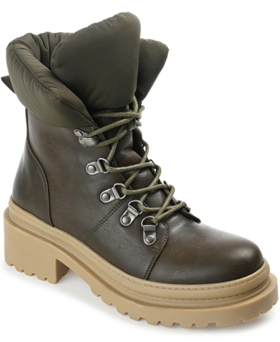 Shop Journee Collection Women's Irrah Combat Boots In Olive