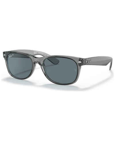 Shop Ray Ban Unisex New Wayfarer Classic 55 Polarized Low Bridge Fit Sunglasses, Rb2132f55-p In Transparent Gray